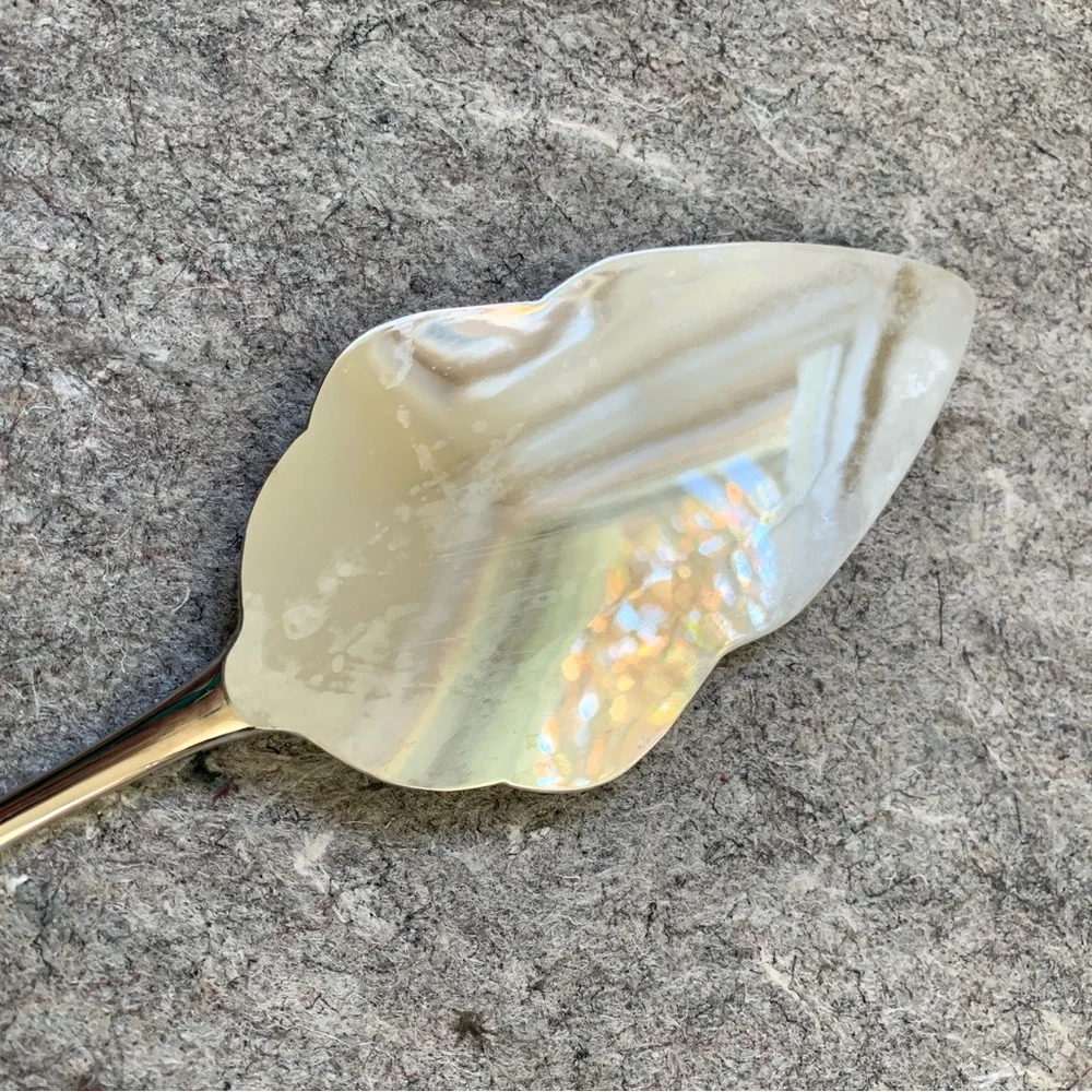 vintage Happy Holidays silver plated pie cake server